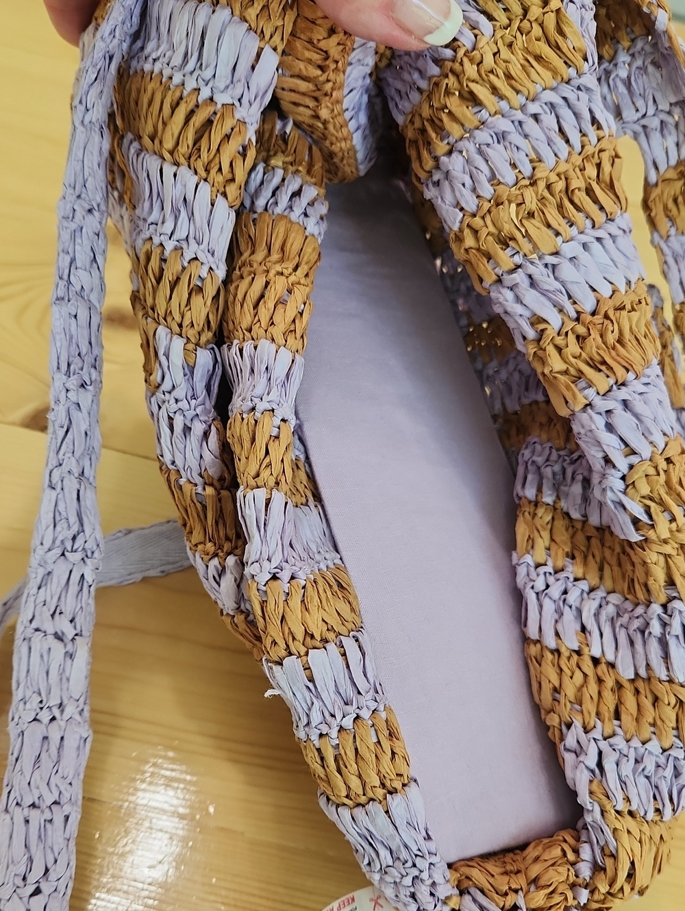 Free People Brunch Date Woven Straw Convertible Crossbody Clutch Bag Purple Tan - Picture 8 of 17